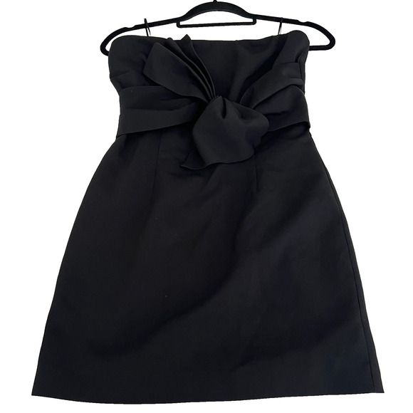 Likely Araya Black Twist-Detail Strapless Mini Dress Size 6 Bow Formal or Semi - Picture 4 of 13